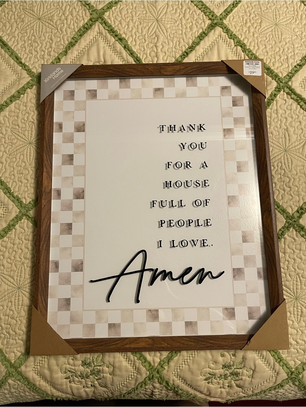 Kirkland's Home Framed Wall Art - Brown Frame with Neutral Checkered Print